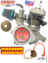 MINARELLI STYLE  2-STROKE HIGH PERFORMANCE BICYCLE ENGINE ONLY FOR MOTORIZED BIKE KIT WITH HP CDI IGNITION COIL AND 36t SPROCKET
