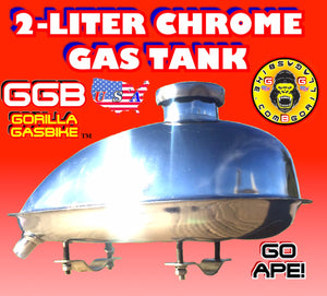 GAS TANK CHROME 2 LITER FOR 2-STROKE 4-STROKE 48CC/66CC/80CC MOTORIZED BIKE