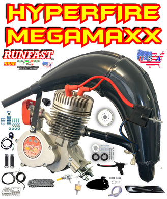 HYPERFIRE MEGAMAXX RUNFAST TM 2-stroke 66cc/80cc SUPERPOWER DUAL FIRE HIGH COMPRESSION Motorized Bike ENGINE KIT FOR MOTORIZED BICYCLE KITS PLUS POWER PIPE