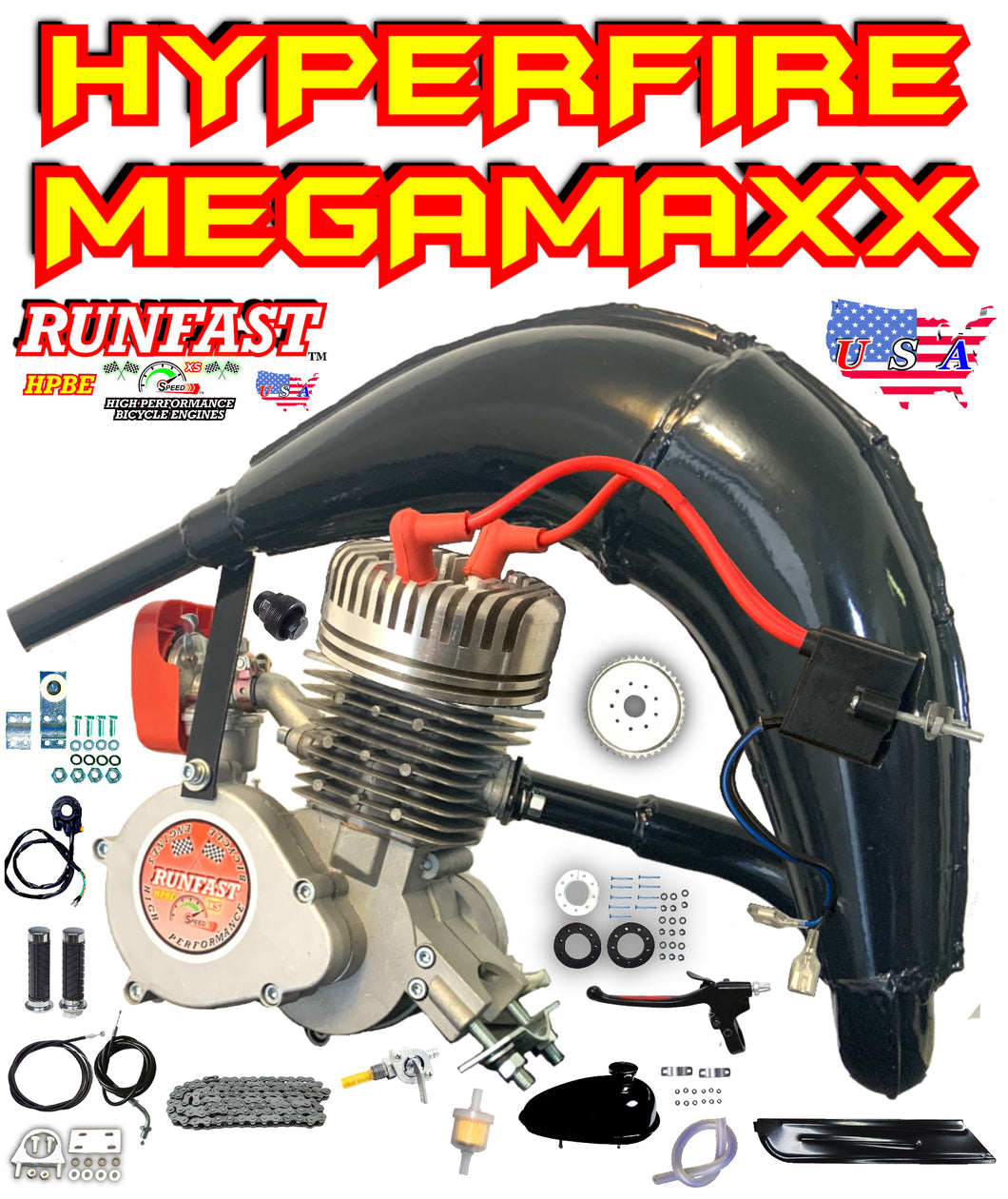 HYPERFIRE MEGAMAXX RUNFAST TM 2-stroke 66cc/80cc SUPERPOWER DUAL