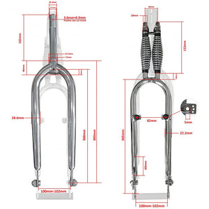 CHROME Deluxe 26" Double Springer Fork 1" Threaded, Disc Brake, V Brake Forks