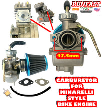 Performance Carburetor 47.5 mm J- Carb for Minarelli Style 2-stroke 70cc/81cc gas motor bike engine