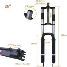 29" Suspension Fork 1" Threaded 25.4mm Straight Tube Double Shoulder Triple Tree, Disc Brake