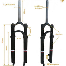 29" Bicycle Suspension Fork 28.6mm Single Shoulder Straight Tube Manual Lockout Ultralight Aluminum Alloy (29")