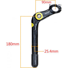 Goose Neck Quill Stem Adjustable 25.4mm Alum Alloy 90mm-Black