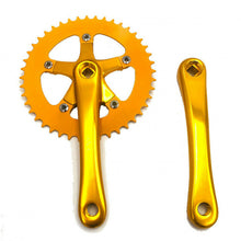 Single Speed Crankset 44T 170mm Crankarms 110 BCD Crankset for Mountain Road Bike Fixed Gear Bicycle(Square Taper, Gold) (44T Sprocket) (Copy)