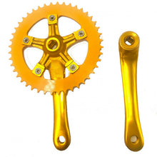 Single Speed Crankset 44T 170mm Crankarms 110 BCD Crankset for Mountain Road Bike Fixed Gear Bicycle(Square Taper, Gold) (44T Sprocket) (Copy)