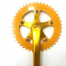 Single Speed Crankset 44T 170mm Crankarms 110 BCD Crankset for Mountain Road Bike Fixed Gear Bicycle(Square Taper, Gold) (44T Sprocket) (Copy)