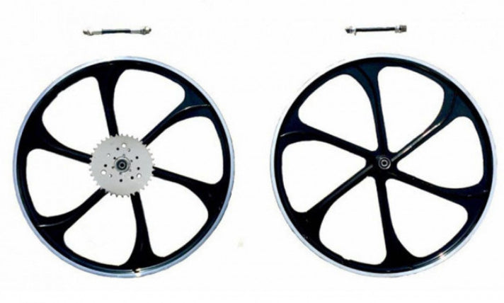 thumbnail image 2 of CDHPOWER 26 Inch Mag Wheels Set – Black Magnesium Rims + 36T Sprocket, 6-Spoke 2 of 2