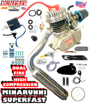 MINARELLI STYLE  2-STROKE HIGH PERFORMANCE BICYCLE ENGINE HIGH COMPRESSION HEAD DUAL FIRE COMPLETE MOTORIZED BIKE  KIT