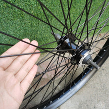 26"x1.85 Heavy Duty Bike Wheels Set 12G 48 Spokes & 22T Single Speed Freewheel, Double Wall Aluminum Alloy Rimset 100x135mm (Black)