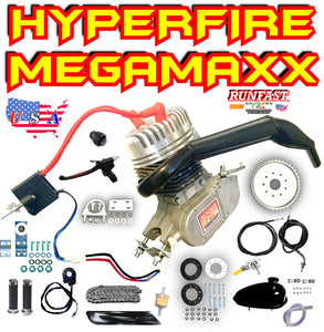 HYPERFIRE MEGAMAXX RUNFAST TM 2-stroke 66cc/80cc SUPERPOWER DUAL FIRE HIGH COMPRESSION Motorized Bike ENGINE KIT FOR MOTORIZED BICYCLE KITS PLUS FIREMAXX POWER PIPE