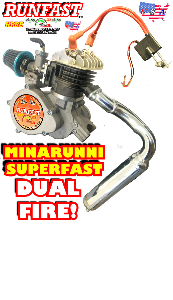 MINARELLI STYLE 2-STROKE HIGH PERFORMANCE BICYCLE ENGINE ONLY DUAL FIR ...