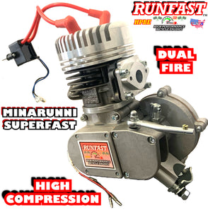 MINARELLI STYLE  2-STROKE HIGH PERFORMANCE BICYCLE ENGINE ONLY HIGH COMPRESSION HEAD DUAL FIRE FOR MOTORIZED BIKE KIT