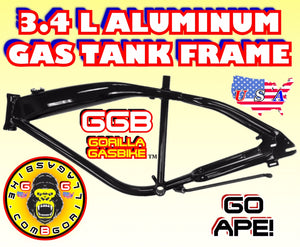 3.4 L BLACK ALUMINUM GAS TANK FRAME FOR 2-STROKE 4-STROKE 48CC/66CC/80CC MOTORIZED BIKES