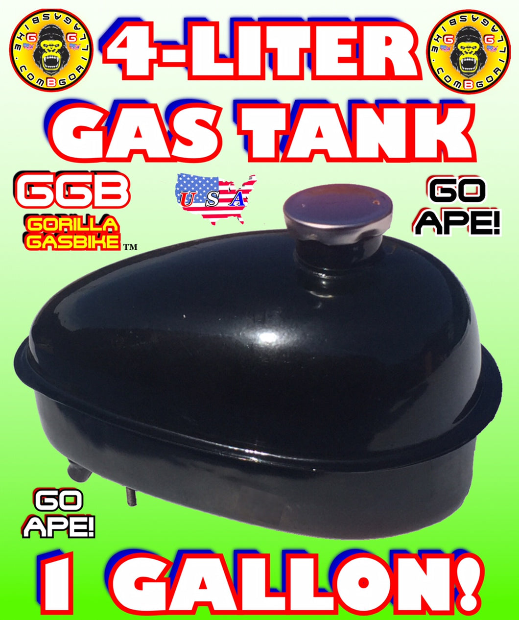 GAS TANK BLACK 4 LITER FOR 2-STROKE 4-STROKE 48CC/66CC/80CC MOTORIZED BIKE