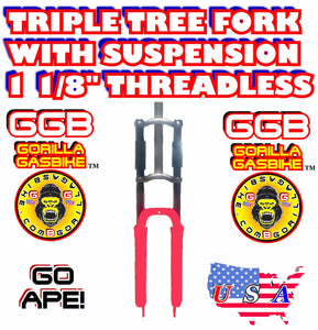HOT PINK TRIPLE TREE SUSPENSION FORK 1 1/8" THREADLESS FOR 2-STROKE 4-STROKE 48CC/66CC/80CC MOTORIZED BIKES