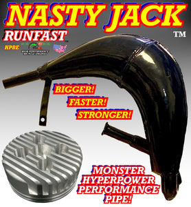 RUNFAST NASTY JACK HIGH PERFORMANCE 2-STROKE  66cc 80cc EXPANSION CHAMBER MUFFLER TUNED PIPE AND HIGH COMPRESSION HEAD FOR MOTORIZED BIKE