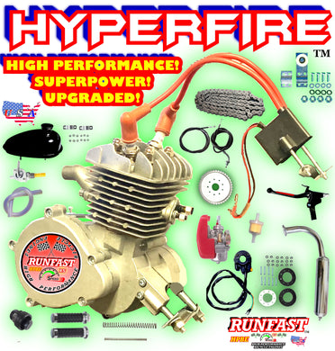 MONSTER HYPERFIRE RUNFAST TM 2-stroke 66cc/80cc SUPERPOWER Motorized Bike ENGINE KIT FOR MOTORIZED BICYCLE KITS WITH PERFORMANCE UPGRADES