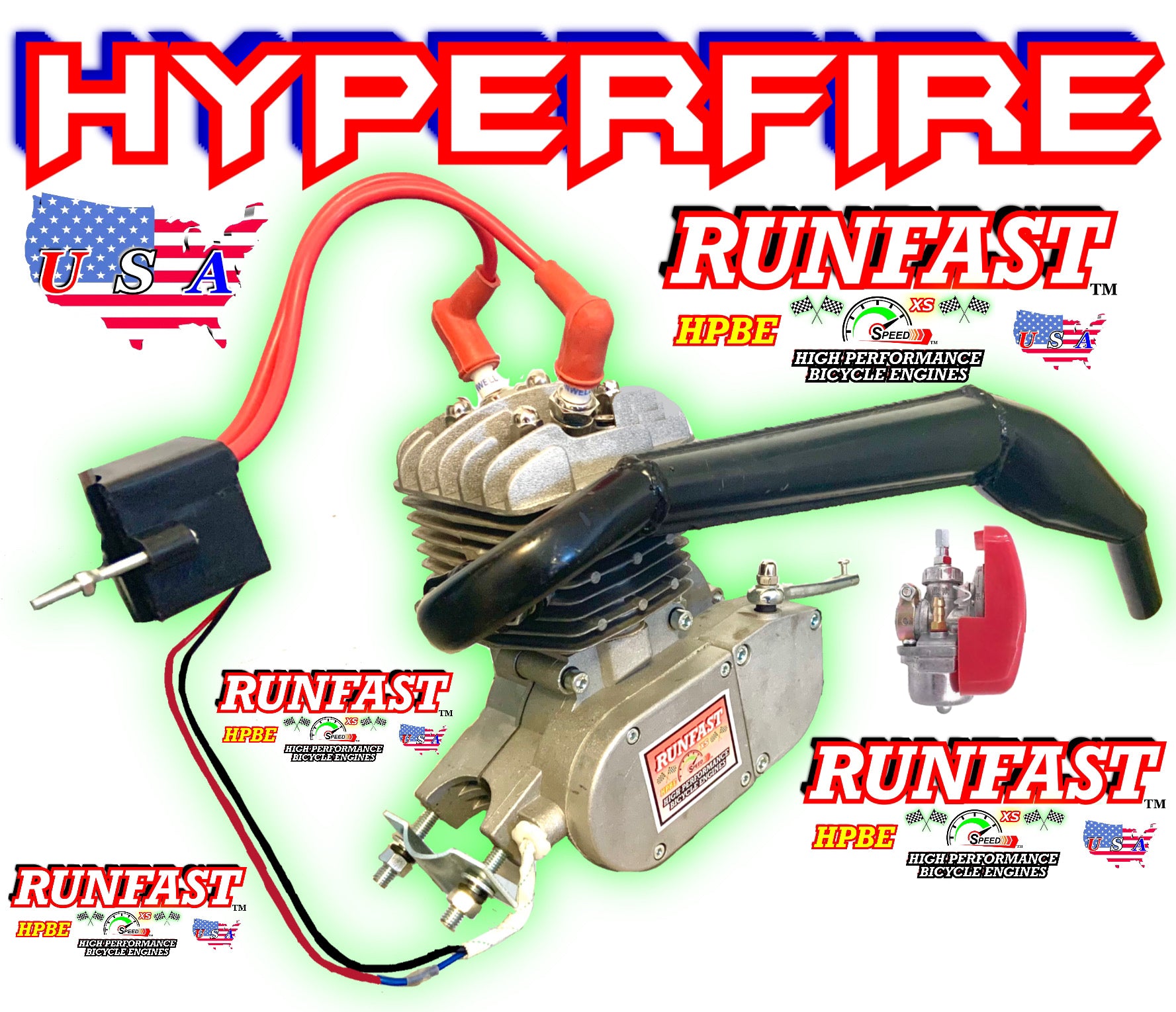 Hyperfire Engine HYPERFIRE 2-STROKE HIGH PERFORMANCE 2-STROKE 66cc/80cc BICYCLE ENGINE ...