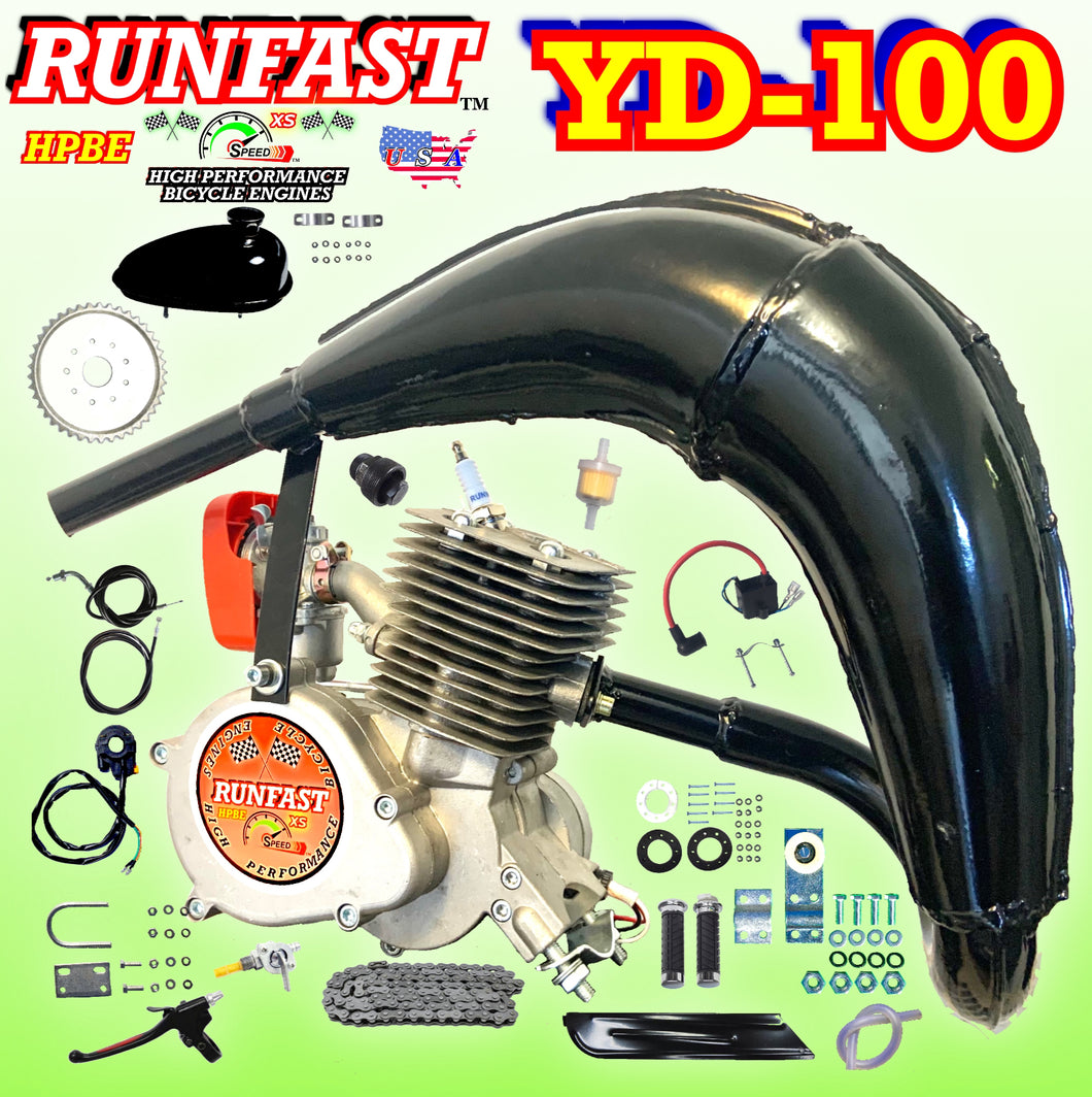 RUNFAST TM 2-STROKE 2-STROKE MOTORIZED BIKE YD-100 KIT WITH BIG POWER PIPE