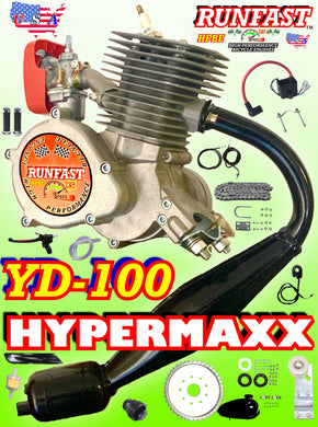 RUNFAST TM 2-STROKE 2-STROKE MOTORIZED BIKE YD-100 KIT WITH HYPERMAXX POWER PIPE
