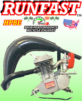RUNFAST TM High Performance 2-stroke 48cc/49cc/50cc Motorized Bike ENGINE ONLY With Nasty Jack High Performance  Power Expansion Chamber And Speed Carburetor FOR MOTORIZED BICYCLE