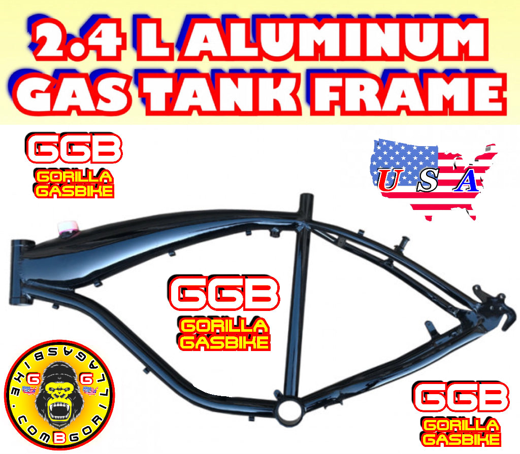 2.4 L BLACK ALUMINUM GAS TANK FRAME FOR 2-STROKE 4-STROKE 48CC/66CC/80CC MOTORIZED BIKES