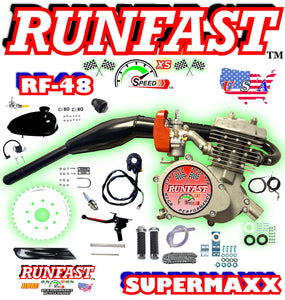 MONSTER HYPERFIRE RUNFAST TM 2-stroke 48cc/49cc/50cc SUPERPOWER Motorized Bike ENGINE KIT FOR MOTORIZED BICYCLE KITS WITH PERFORMANCE UPGRADED PIPE