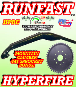 HYPERPOWER EXPANSION CHAMBER EXHAUST MUFFLER PIPE FOR 2-STROKE MOTORIZED BICYCLES AND HIGH TORQUE 44T SPROCKET
