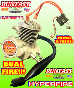 MONSTER HYPERFIRE RUNFAST TM 2-stroke 66cc/80cc SUPERPOWER Motorized Bike ENGINE FOR MOTORIZED BICYCLE WITH HYPERMAXX POWER PIPE