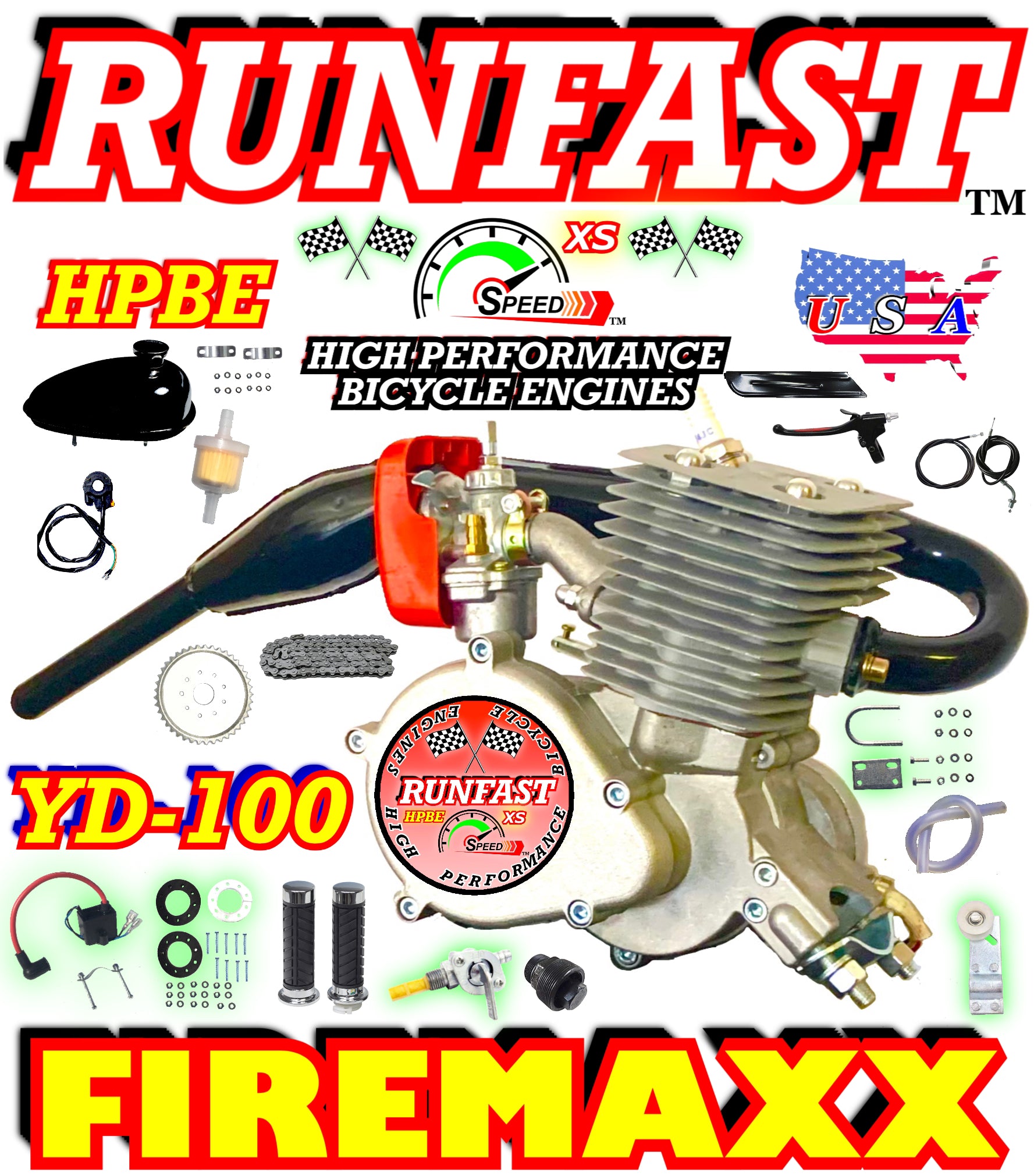RUNFAST TM 2-STROKE 2-STROKE MOTORIZED BIKE YD-100 KIT WITH