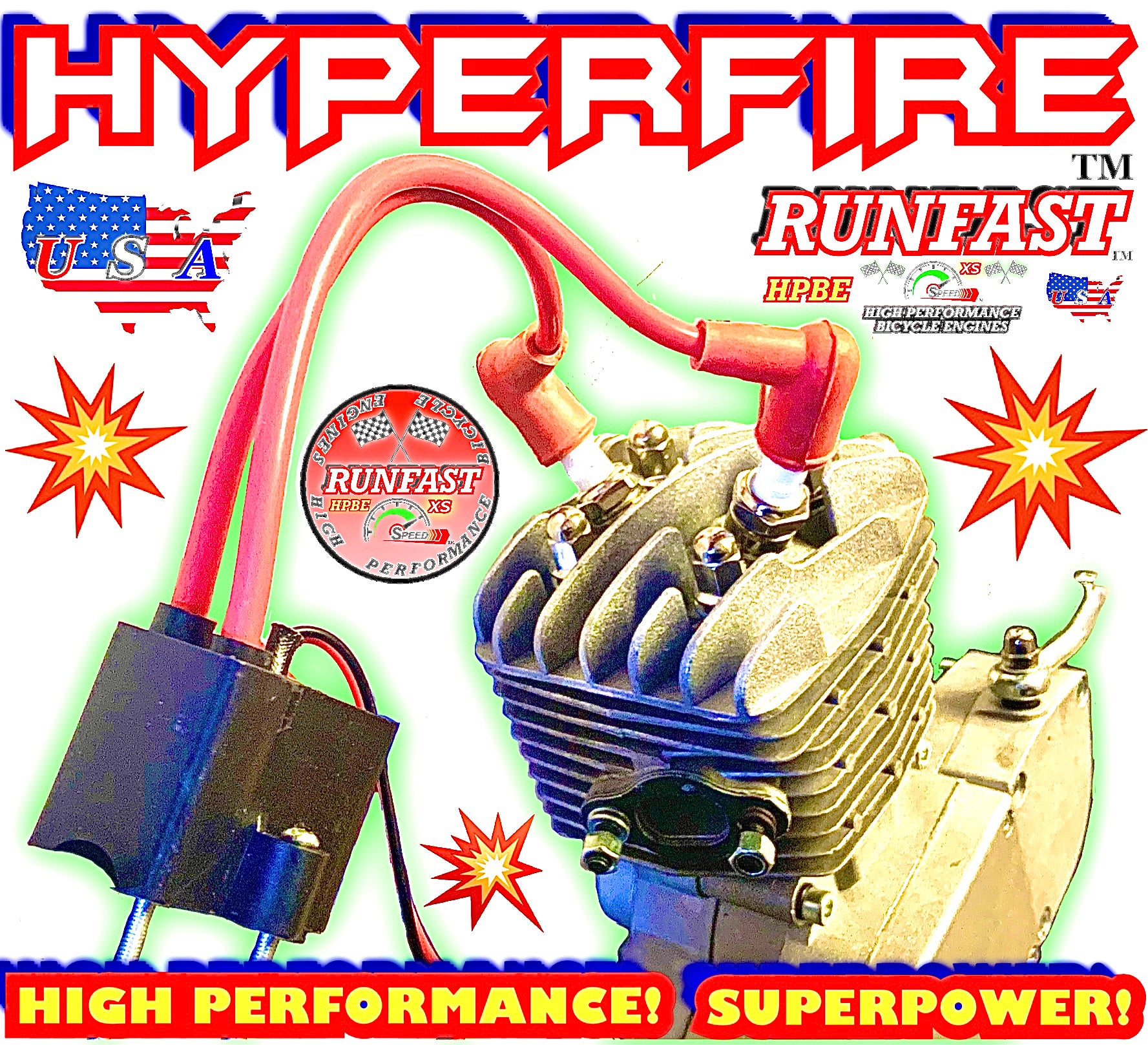 Hyperfire Engine HYPERFIRE 2-STROKE HIGH PERFORMANCE 2-STROKE 66cc/80cc BICYCLE ENGINE ...
