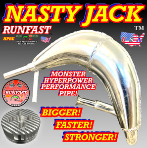 RUNFAST SILVER NASTY JACK HIGH PERFORMANCE 2-STROKE  66cc 80cc EXPANSION CHAMBER MUFFLER TUNED PIPE AND HIGH COMPRESSION HEAD FOR MOTORIZED BIKE