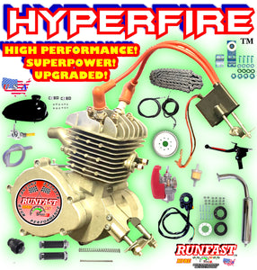 MONSTER HYPERFIRE RUNFAST TM 2-stroke 66cc/80cc SUPERPOWER Motorized Bike ENGINE KIT FOR MOTORIZED BICYCLE KITS SUPERFIRE WITH PERFORMANCE UPGRADES