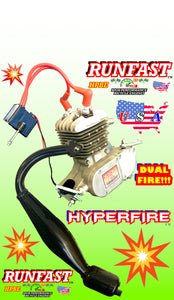MONSTER HYPERFIRE RUNFAST TM 2-stroke 66cc/80cc SUPERPOWER Motorized Bike ENGINE FOR MOTORIZED BICYCLE WITH HYPERMAXX POWER PIPE