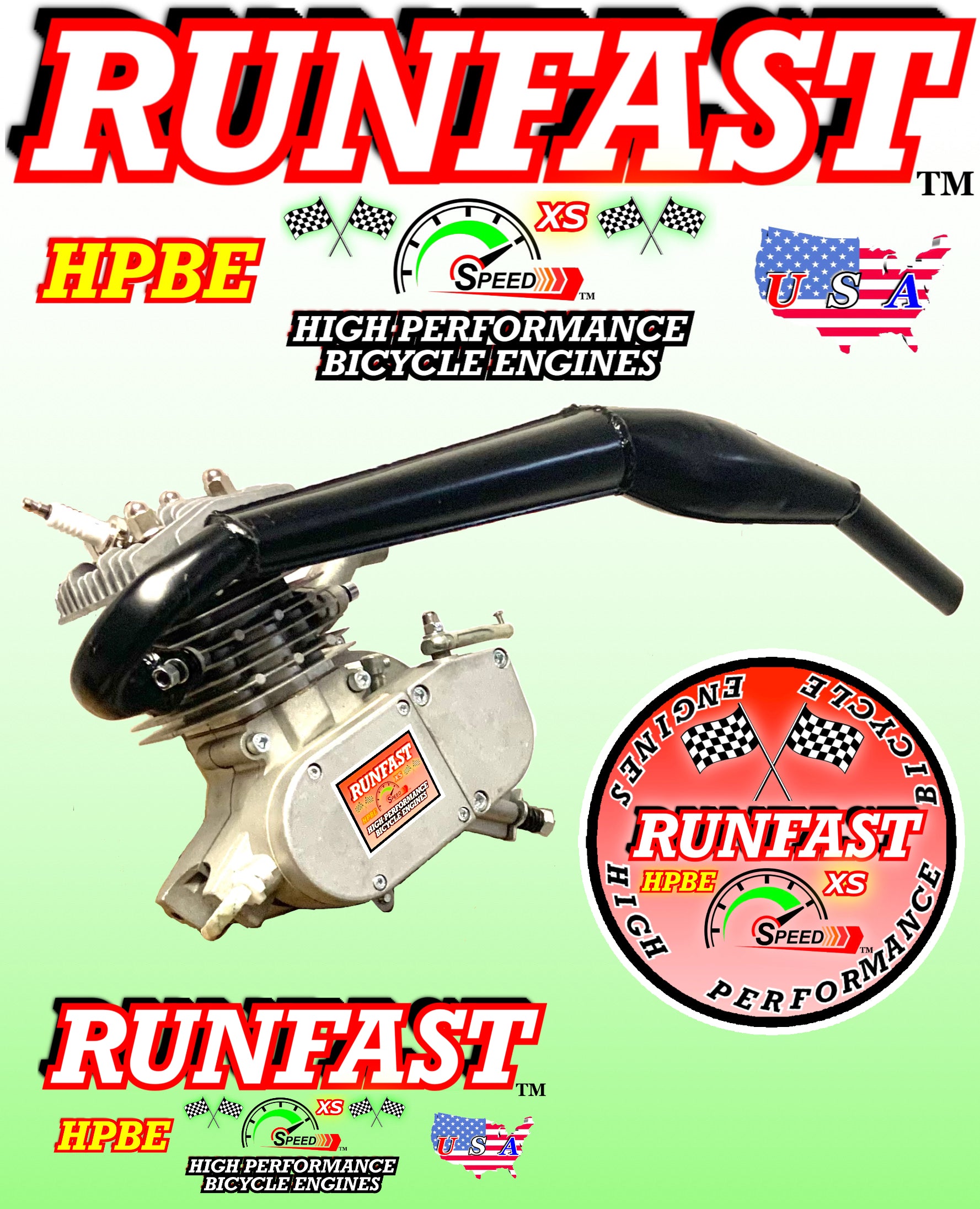 RUNFAST TM 2-STROKE 66CC/80CC 2-STROKE MOTORIZED BIKE PK-80 ENGINE SHORT  ROD And FIREMAXX Power Pipe Expansion Chamber