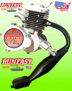 RUNFAST TM High Performance 2-stroke 48cc/49cc/50cc Motorized Bike ENGINE ONLY With Hypermaxx High Performance  Power Expansion Chamber FOR MOTORIZED BICYCLE